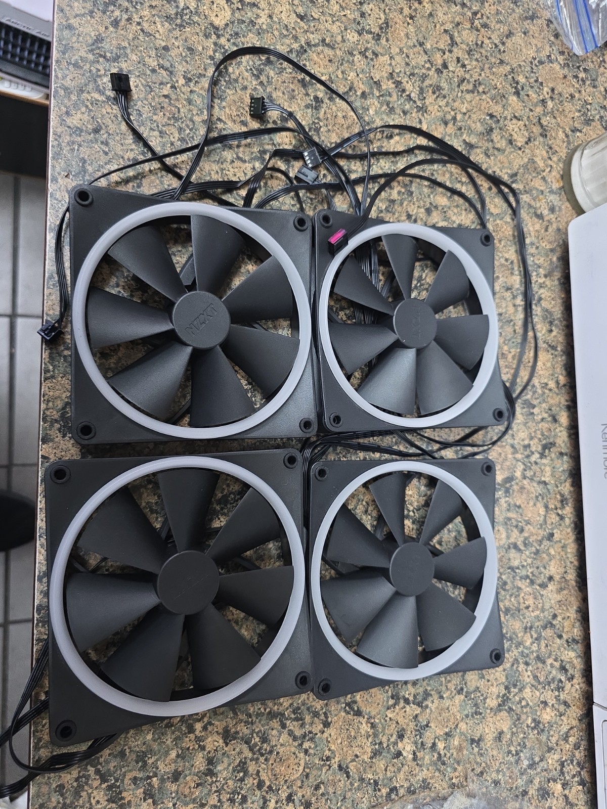 4x NZXT F140 RGB 140mm PWM Case Fans Black RF-R14FF-B1 Tested Open Box
