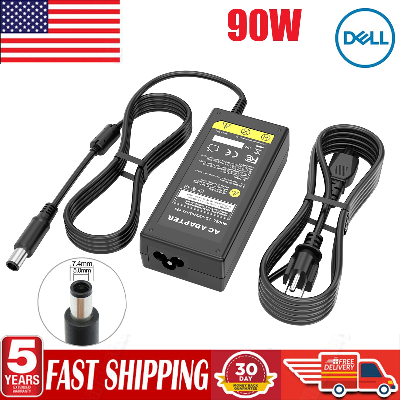 AC Charger Power Adapter For DELL Latitude E5520M E6430s E6510 90W 19.5V 4.62A