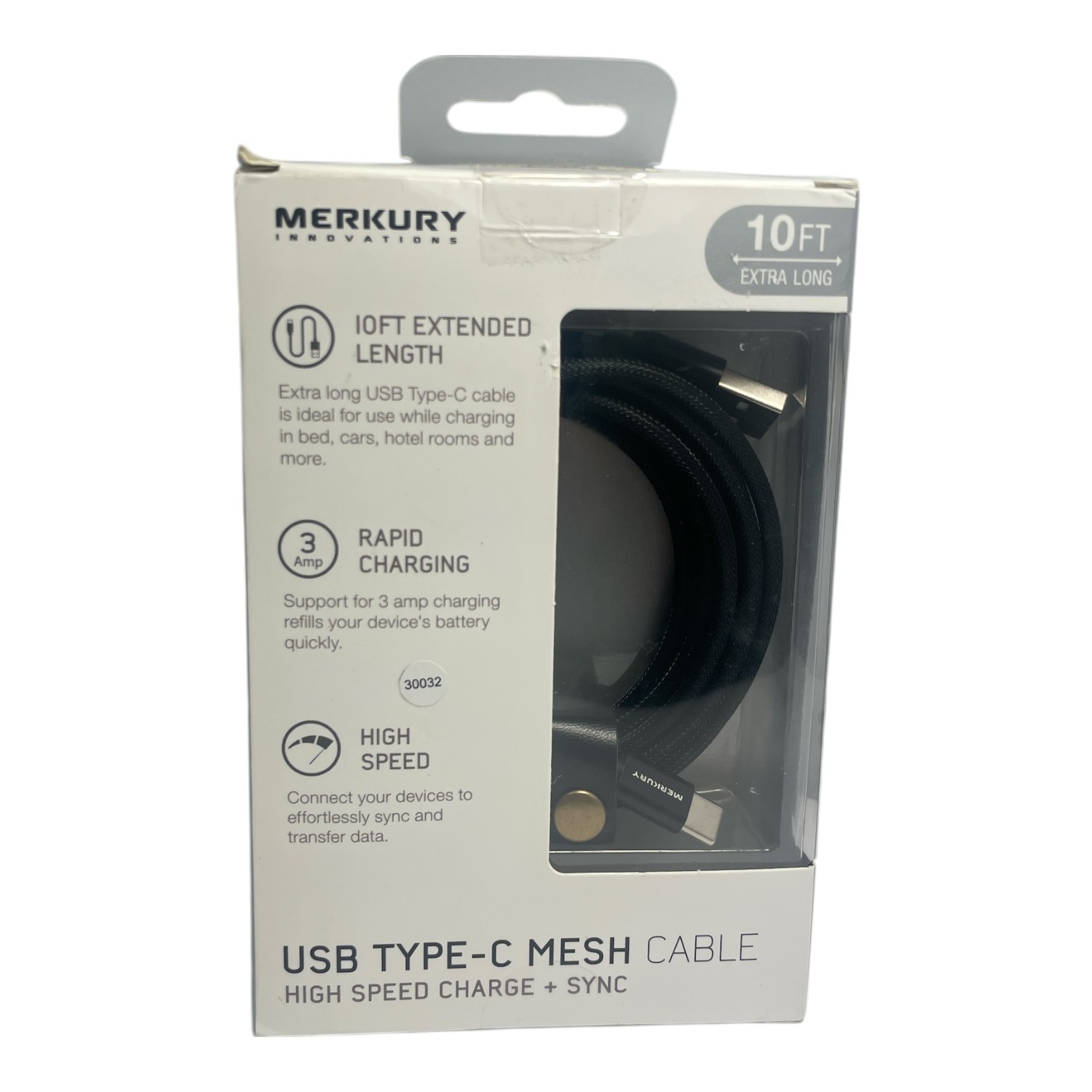 Merkury Innovations USB Type-C Mesh Cable (10 Ft Long)