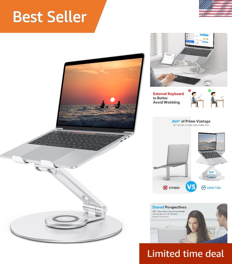 360° Rotatable Aluminum Laptop Stand - Portable & Ergonomic Riser for Up to 16"