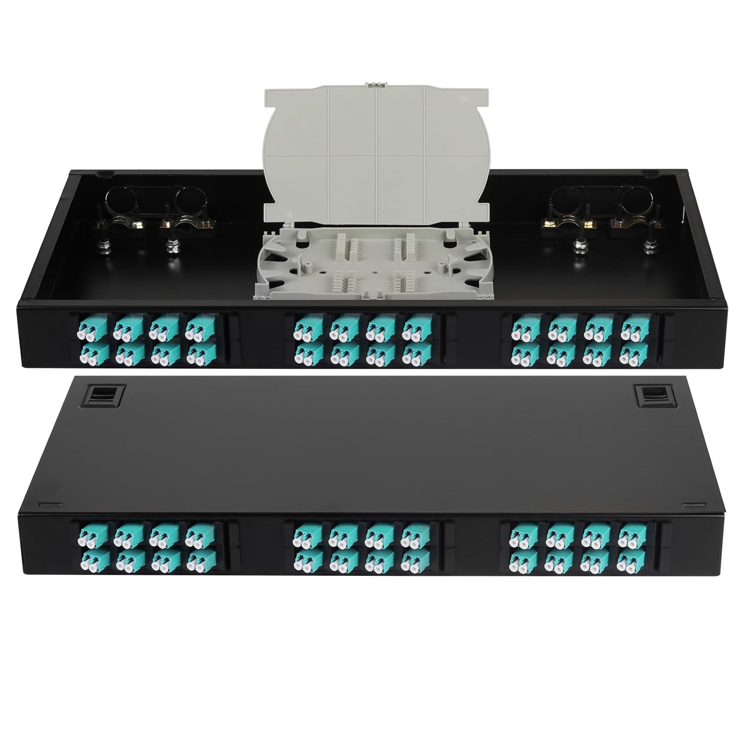2-Pack LC-MM 24 Duplex 48 Port Rack Mount Enclosure Box with Splice Tray Multimo