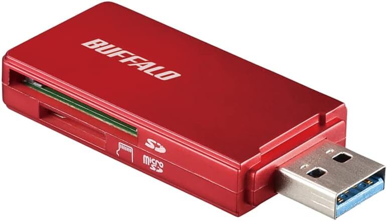 New iBUFFALO SD card reader BSCR27U3RD USB3.0 microSD Red from Japan