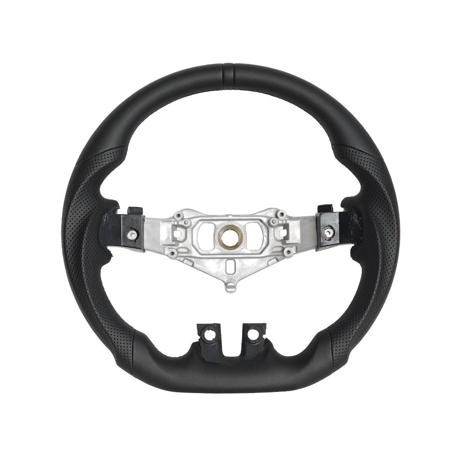 Full Leather Steering Wheel, D-shaped Perfoated Leather Grip Steering Wheel F...
