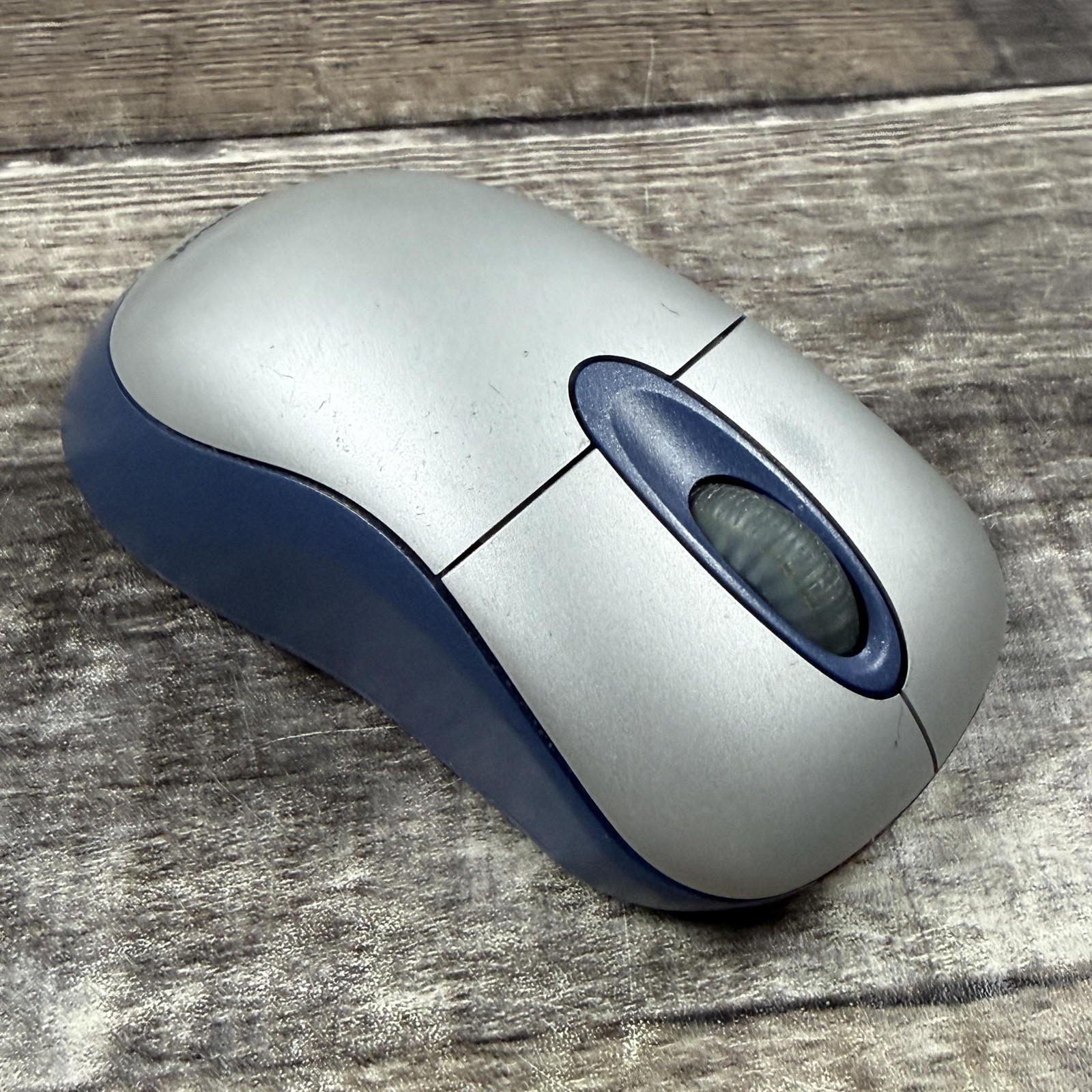 Vintage Microsoft Wireless Optical Mouse Blue X08-72982 Cordless RF Scroll Wheel