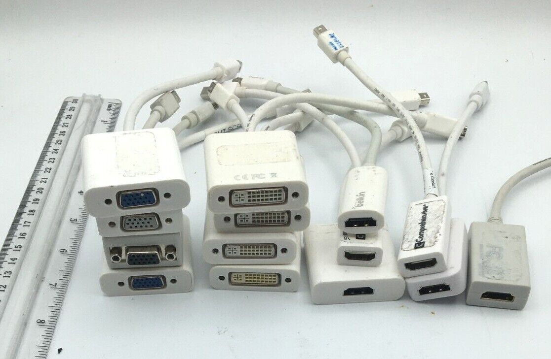 Cable Connector Lot of 14 Mini Display Port to HDMI, DVI, VGA 