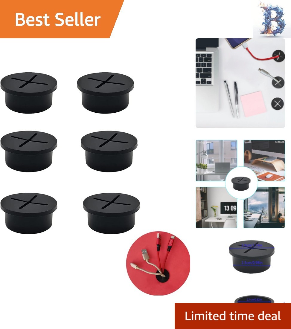 6 Pcs 1-Inch Silicone Cable Grommets - Essential for Clean Workspace Management