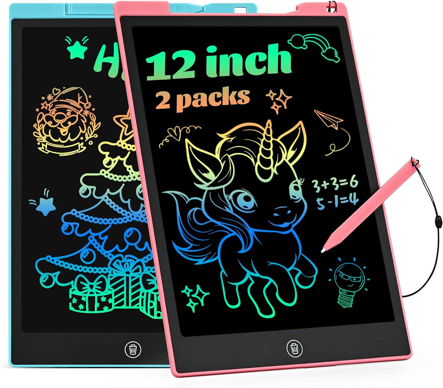 Kids Travel Essential 12 Inch LCD Writing Tablet, 2 Pack