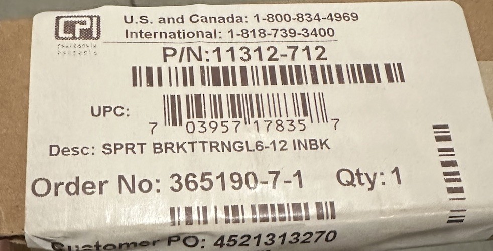 CHATSWORTH CPI Triangular Support Bracket #11312-712