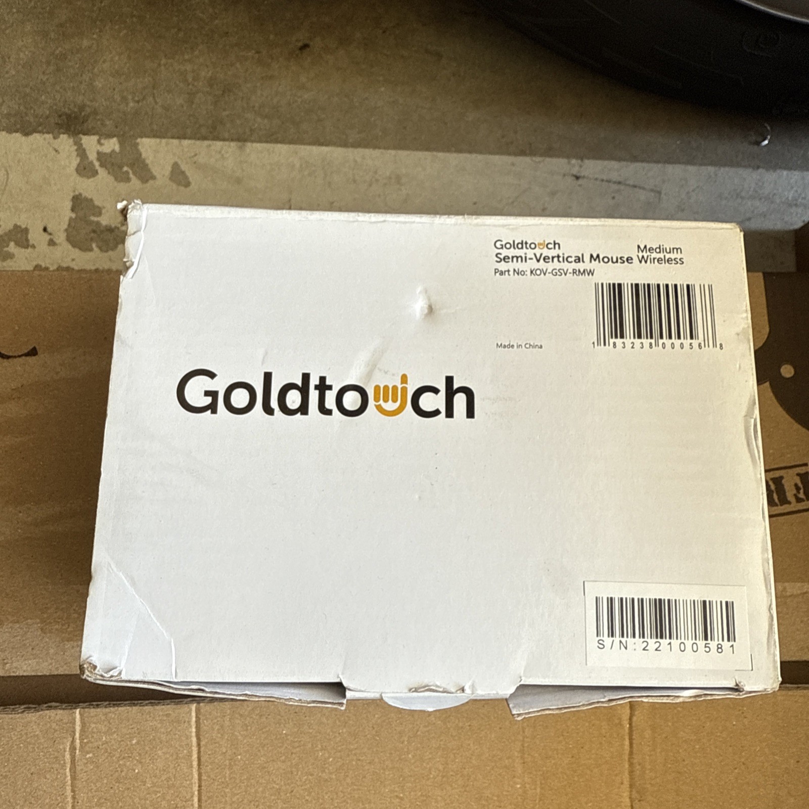 MOUSE:  GOLDTOUCH KOV-GSV-RMW SEMI-VERTICAL ERGONOMIC WIRELSS OPTICAL MOUSE.