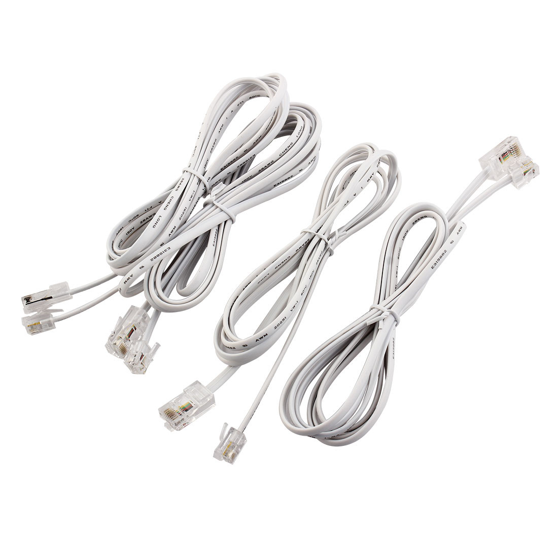 Plastic RJ11 6P4C to RJ45 8P8C Modular Telephone Network Extension Cable 4pcs