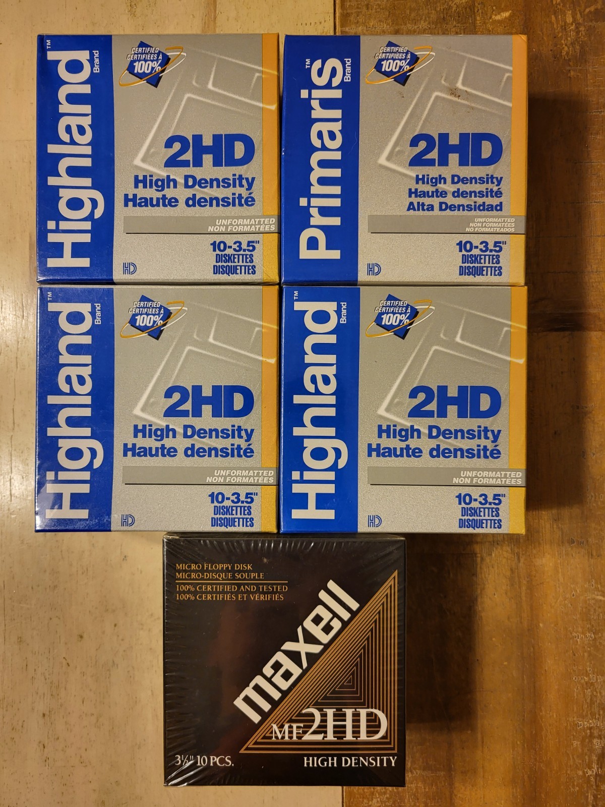 NEW VINTAGE Highland Primaris Maxell 2HD High Density 3.5" Floppy Disks Diskette