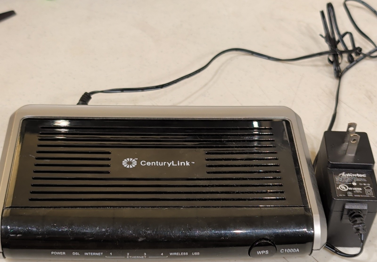 CenturyLink C1000A ADSL DSL Modem WiFi Router 300Mbps 4-Port WPS USB Black