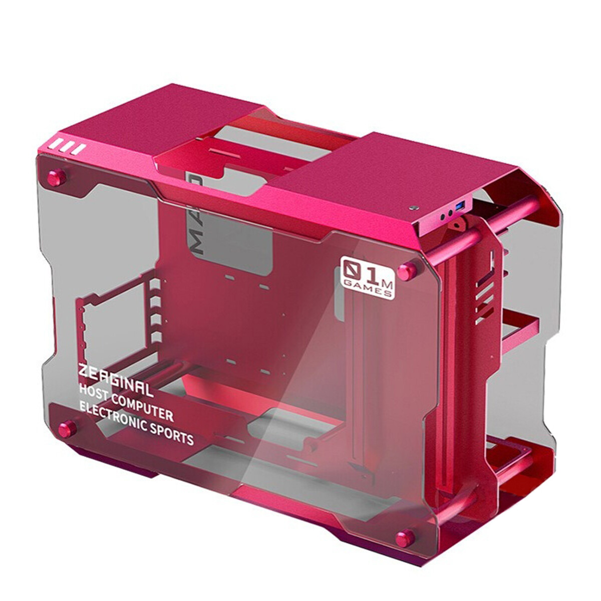 Aluminum Alloy Frame Tempered Glass Mini Computer Case Gaming ATX Matx PC Red
