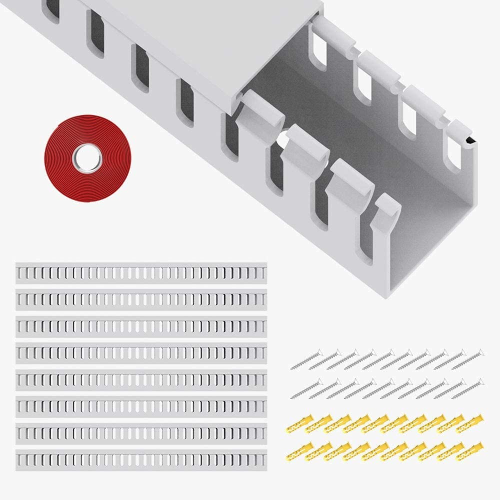 Open Slot Wiring Raceway Cable Duct, 1.18" Hx1.57"W, 15.4''L(8 Pc), White