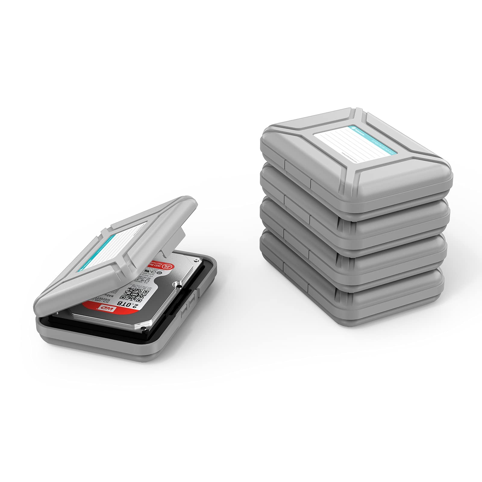 5 PCS 3.5 Inch Portable HDD Storage Box External Hard Drive Case Organizer