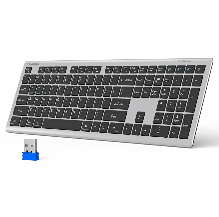 TeckNet TK-KB005 Bluetooth Keyboard Rechargeable,4-Device Free Switching 2.4G+BT