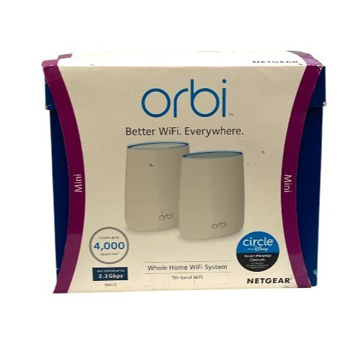 NETGEAR Orbi Mini RBK22 Tri-Band Mesh WiFi System Whole Home WiFi NEW - 2 Pack