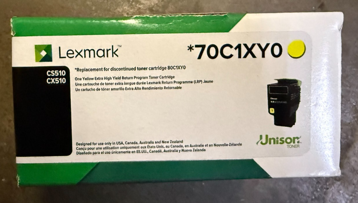 New Lexmark 70C1XY0 Yellow Toner Cartridge