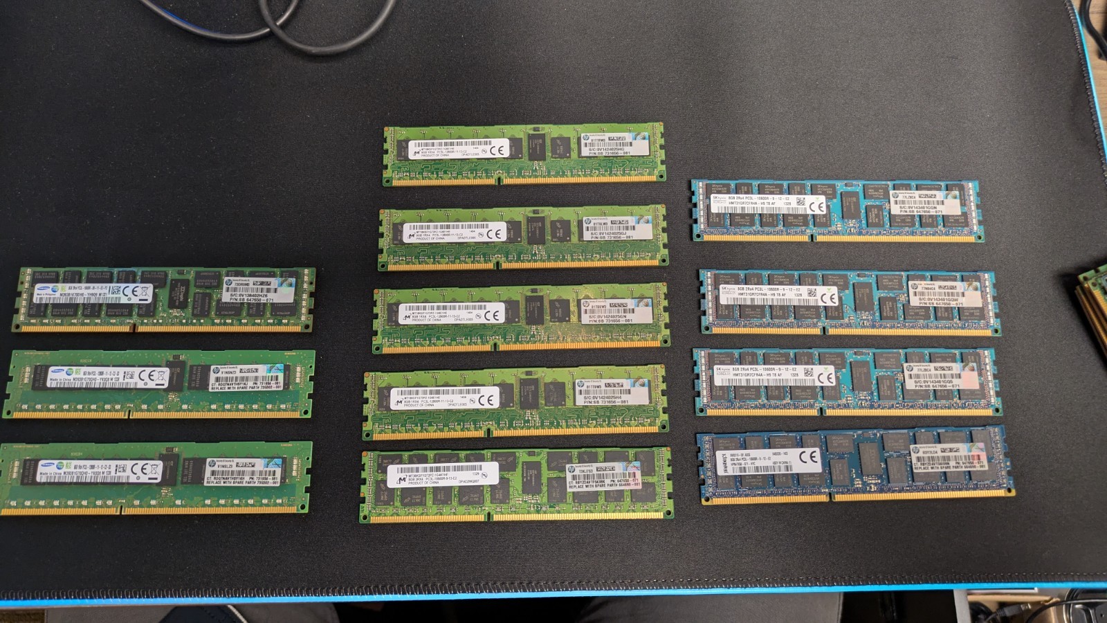 Mixed Lot 12x 8GB DDR3L ECC REG RDIMM (HP/Samsung/Micron/Hynix) 96GB