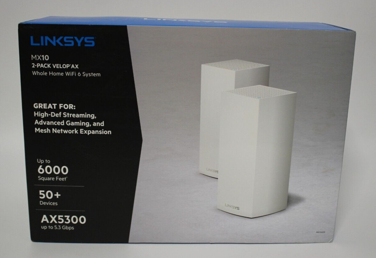 Linksys MX10 Velop AX Whole Home Wi-Fi 6 System MX10600 Complete