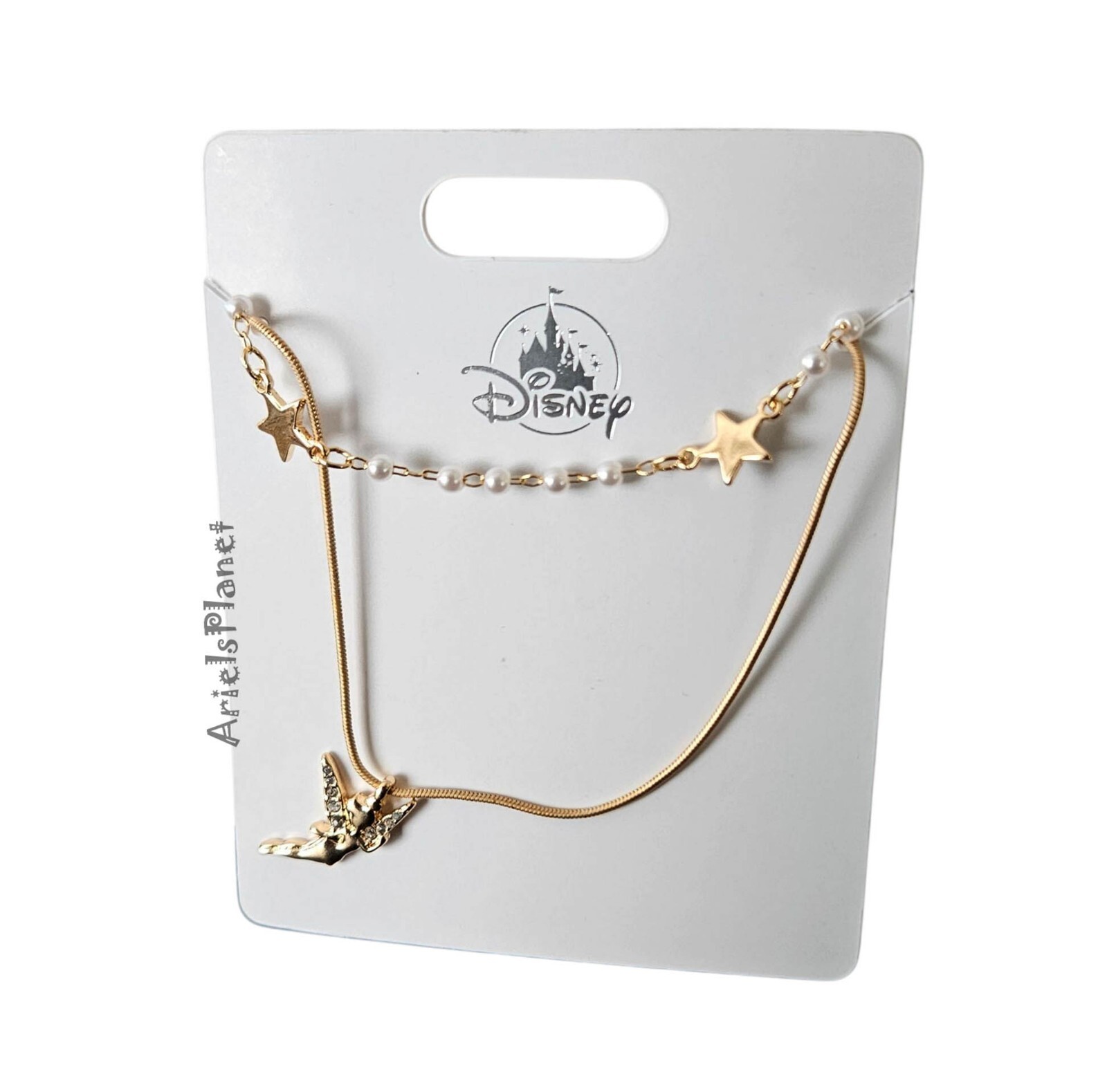 Disney Parks Peter Pan Tinker Bell 2 Layer Gold Tone Necklace
