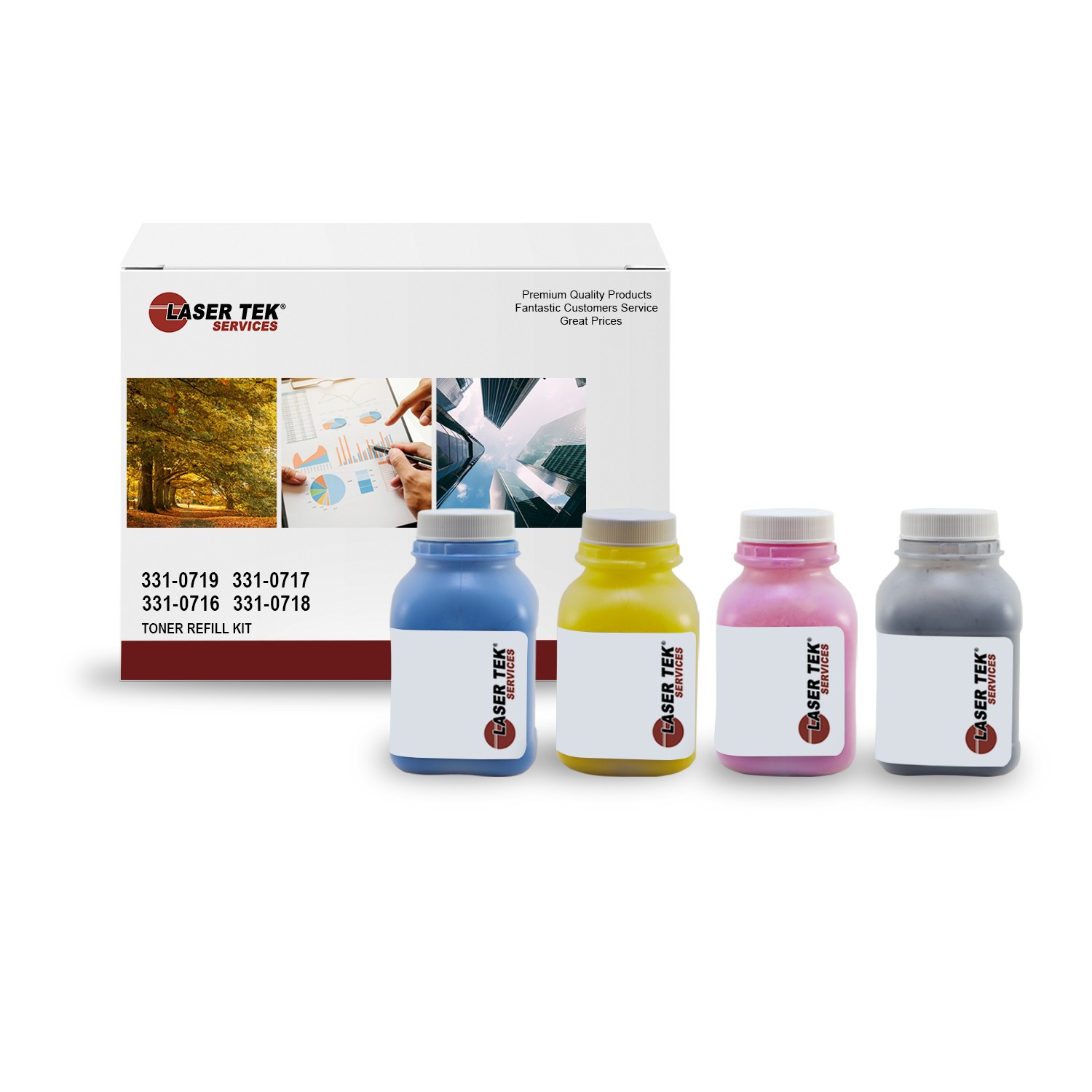 4Pk LTS 2150 CMYK HY Toner Refill Kit Compatible for Dell 2150 2155 2155MFP