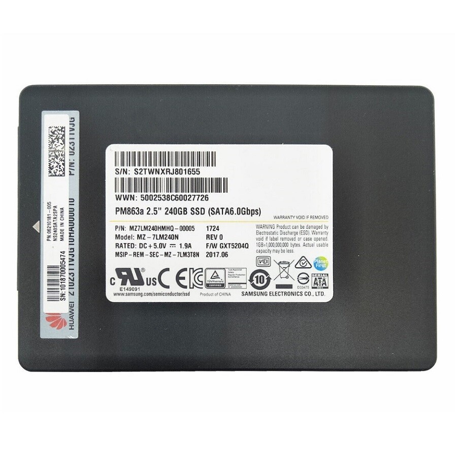 Samsung PM863A 240GB SSD 2.5" 6Gb/s SATA Solid State Drive MZ7LM240HMHQ-00005