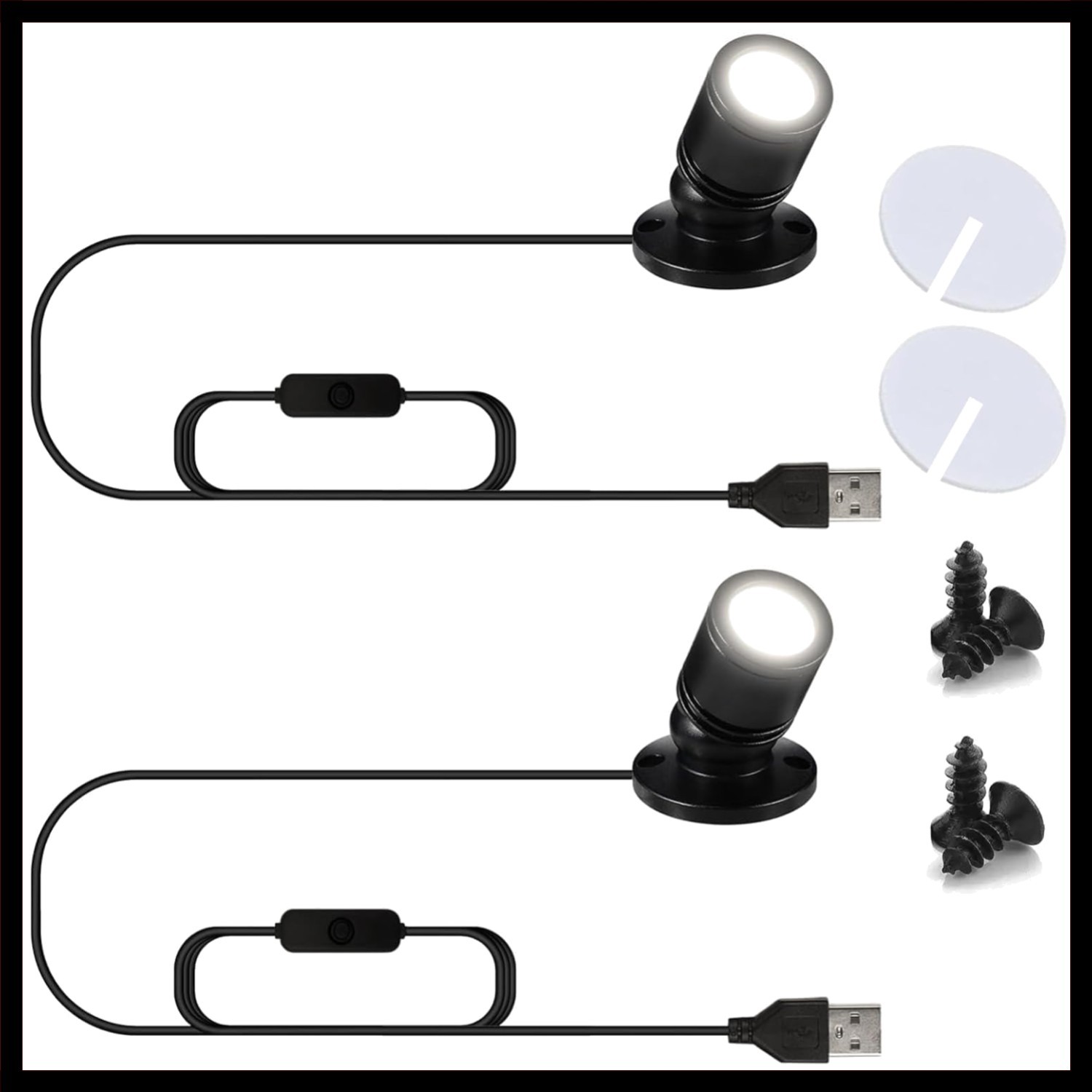 Compact 5V USB Mini Spotlights for Displays – 2-Pack Dimmable Accent Lights