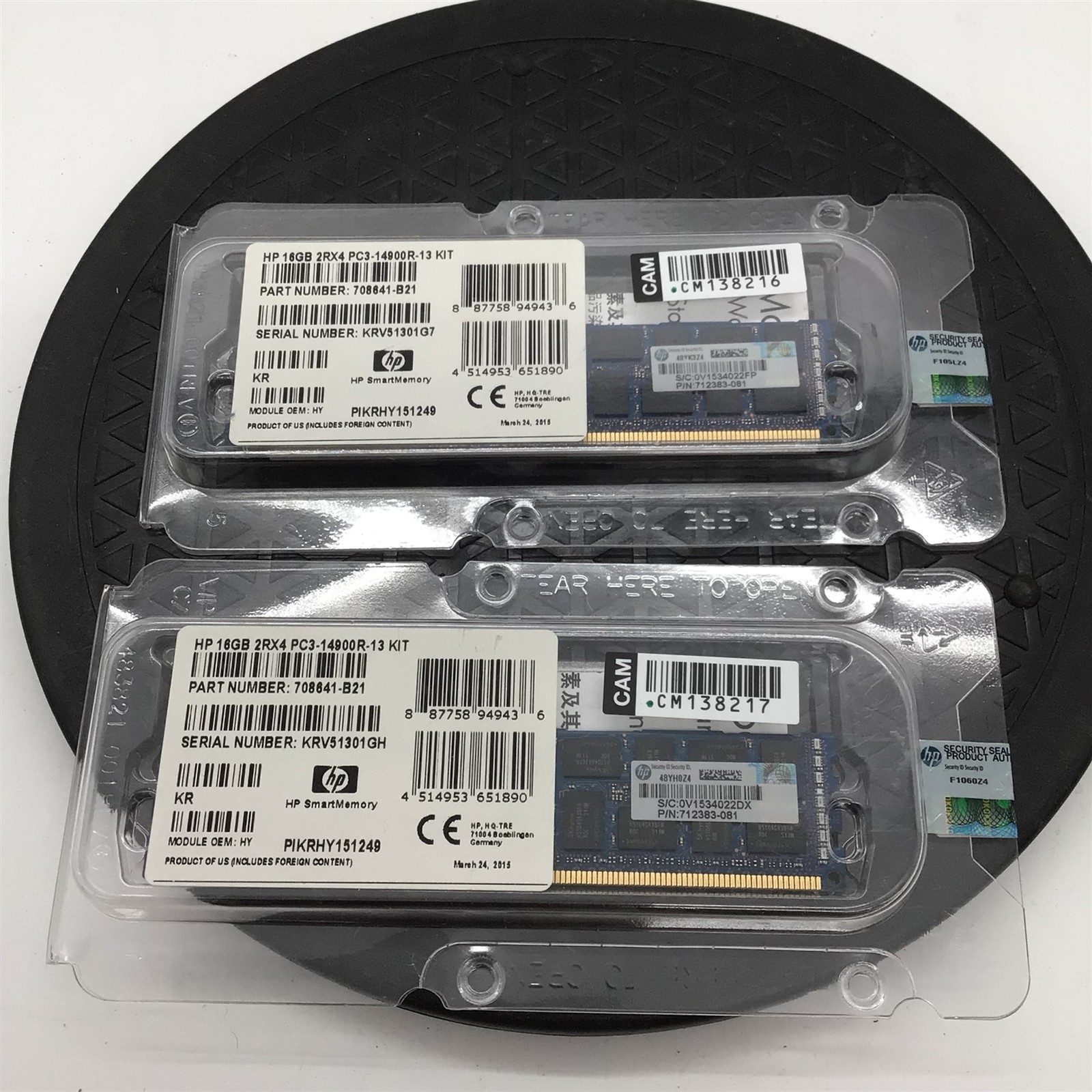 Lot of Two NEW HP 16GB PC3-14900R ECC RDIMM Memory RAM Modules 1P708641-B21