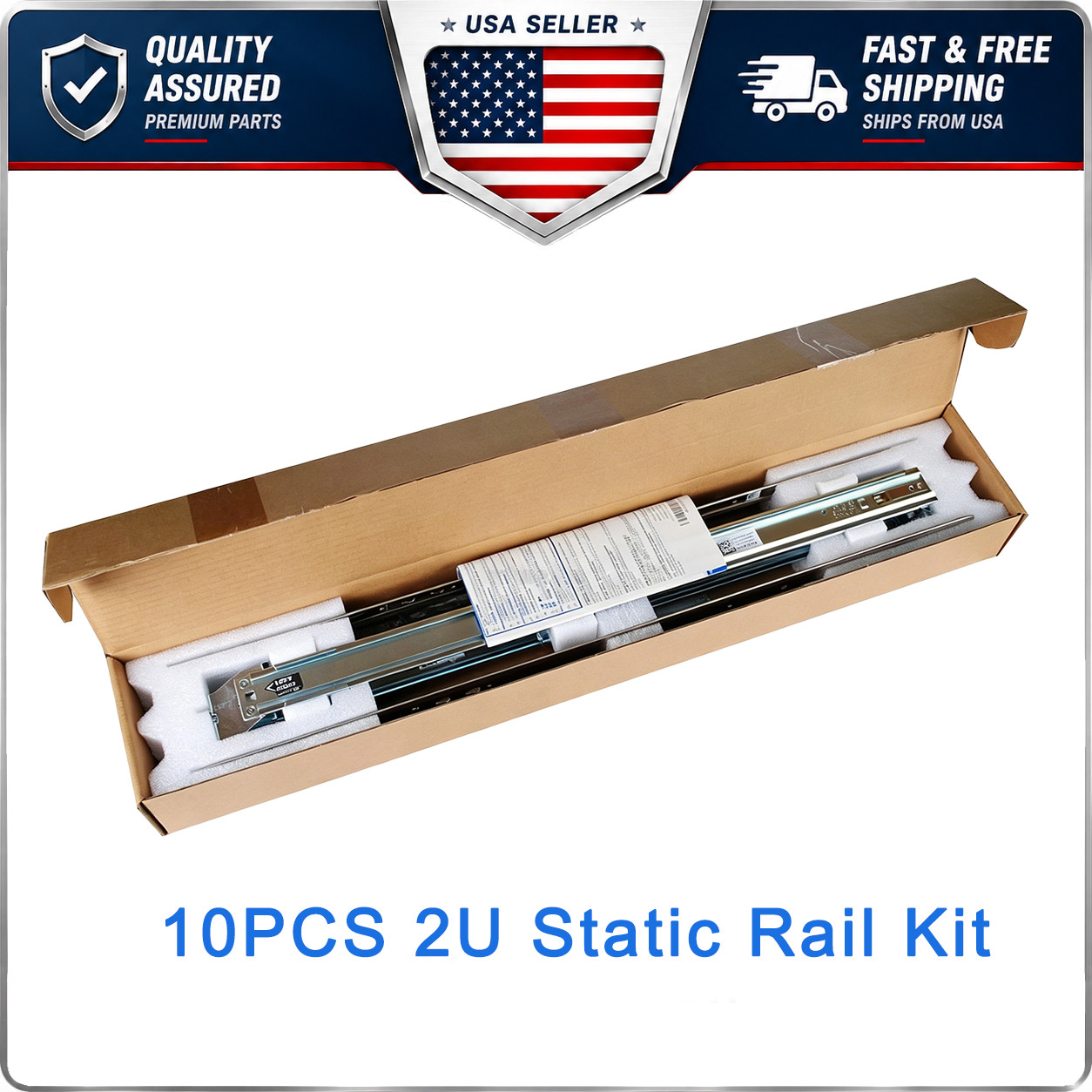 10PCS For Dell H872R PowerEdge R510 R520 R720 R730 R540 R740 2U Static Rail Kit