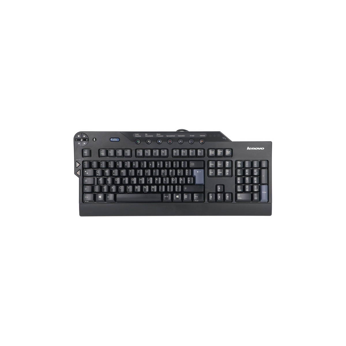 Lenovo Enhanced Performance USB Keyboard Multimedia Programmable, AZERTY, Black