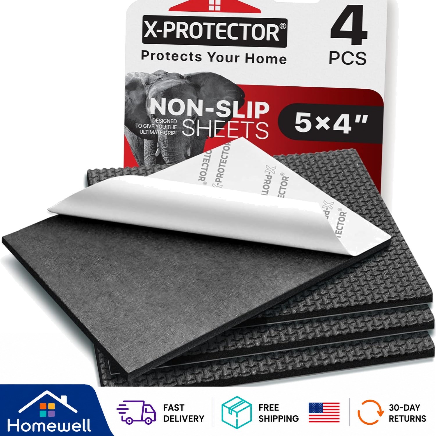 Durable 4 PCS Non-Slip Rubber Adhesive Pads - Perfect for Safeguarding Surfaces