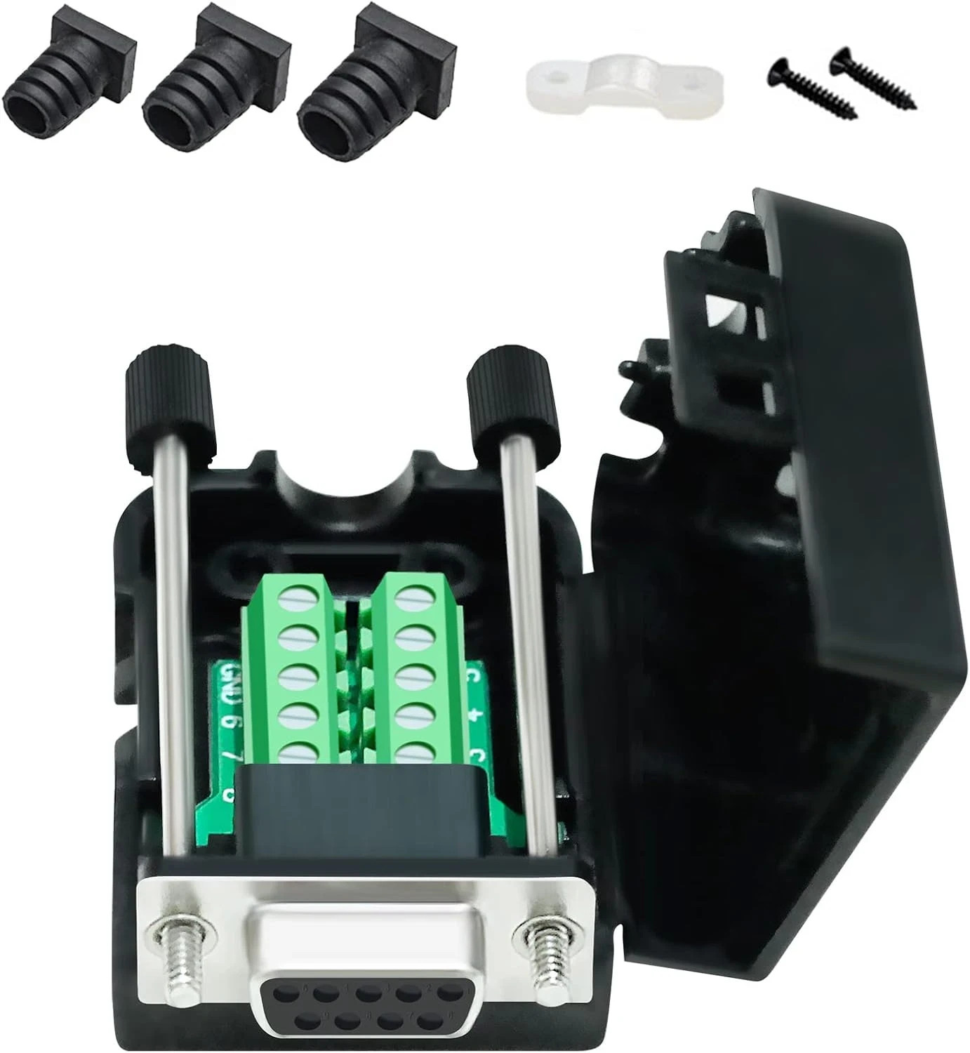 DTECH DB9 Breakout Connector DB-9 Female RS232 Serial Adapter Solderless Module
