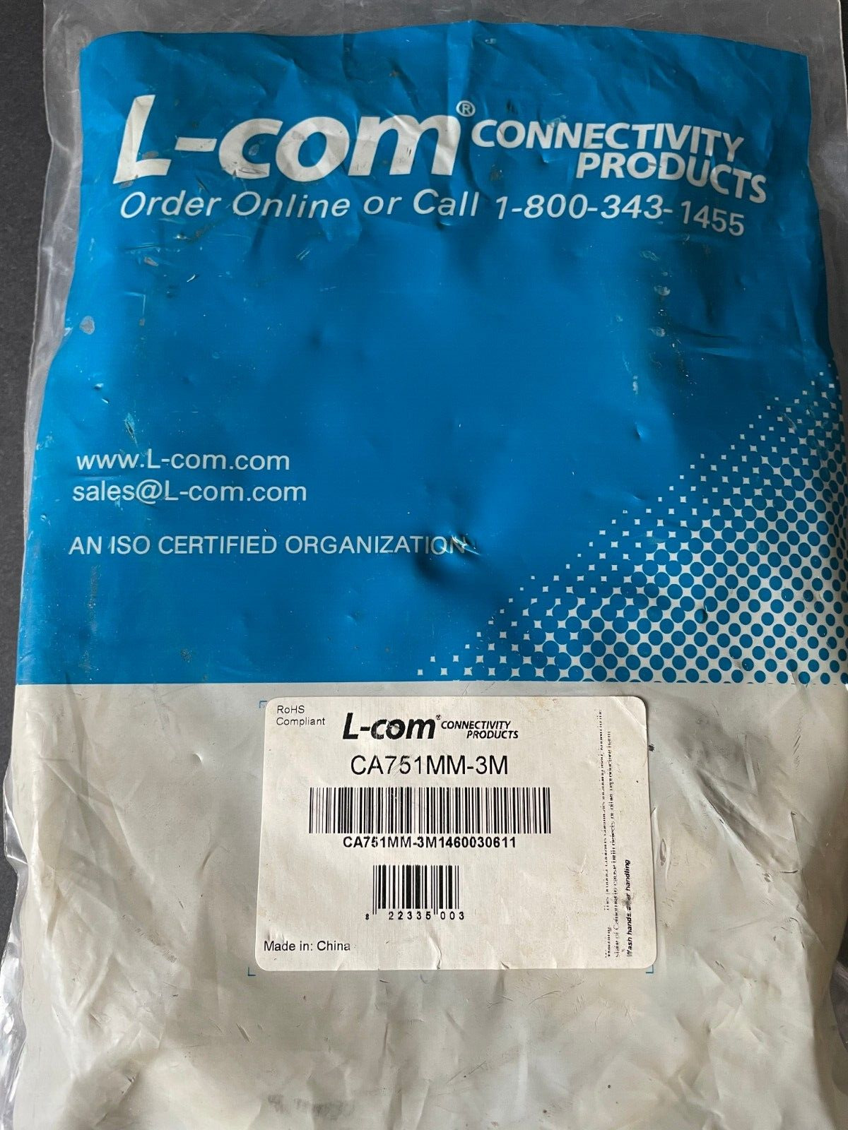 L-COM CA751MM-3M SCSI-1 Molded Cable, CN50 Male/Male, 3.0m, Global Connectivity