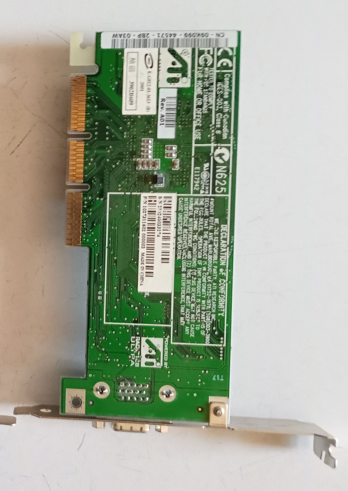 Vintage ATI All-In-Wonder VE 7500 PCI Graphics Card N625 Retro PC Video Card.