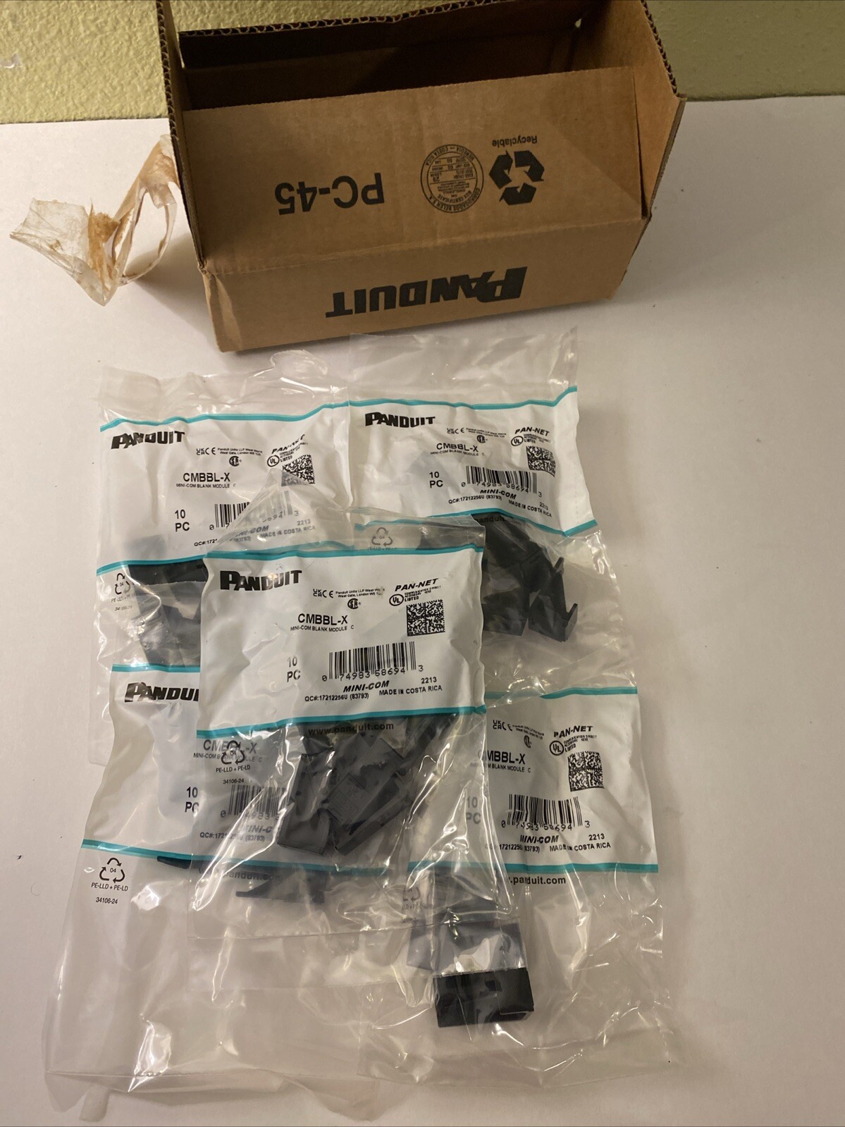 NEW Panduit Pan-Net CMBBL-X Mini-Com 1-Port Blank Module Black Box of 50