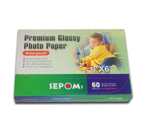 SEPOMS High Glossy Finish 4" x 6" Premium Photo Paper 60 Sheets 
