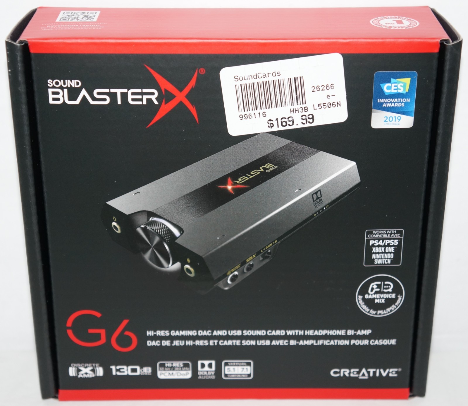New Creative Sound BlasterX G6 USB-C External Hi-Res Gaming DAC & Card Xamp Head
