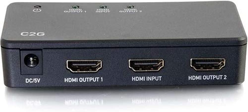 C2G 2 Port HDMI 4K UHD Signal Splitter Black 1 Input to 2 Output C2G 41057