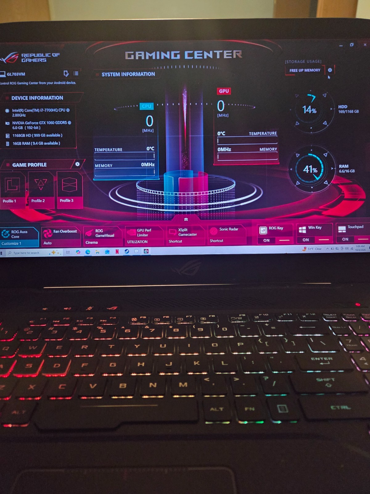 ASUS ROG Strix GL703V 17.3in i77700HQ- 16GB 1.14 TB Gaming Labtop