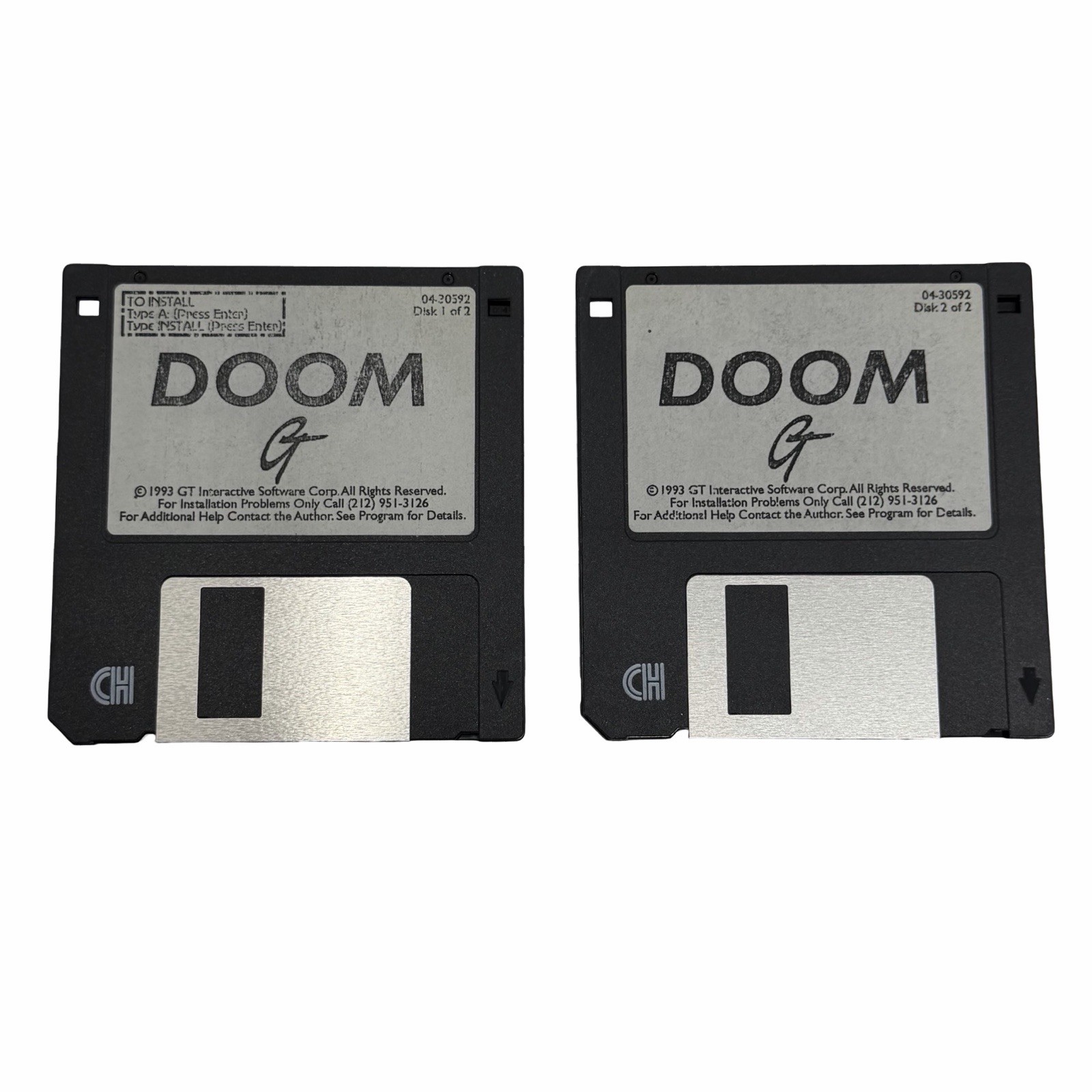 Doom (IBM PC, 1993) 3.5" Floppy Disk Set Vintage GT Interactive Software Game