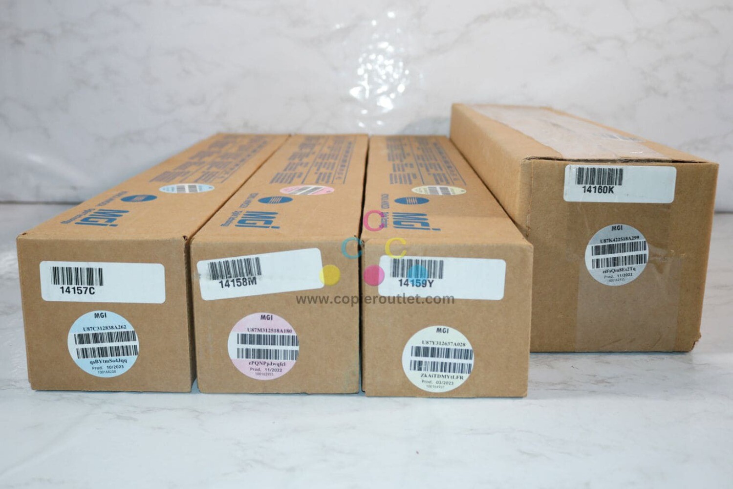 4 OEM Konica, MGI Meteor DP8700+ Series CMYK Toners 14157C,14158M,14159Y,14160K