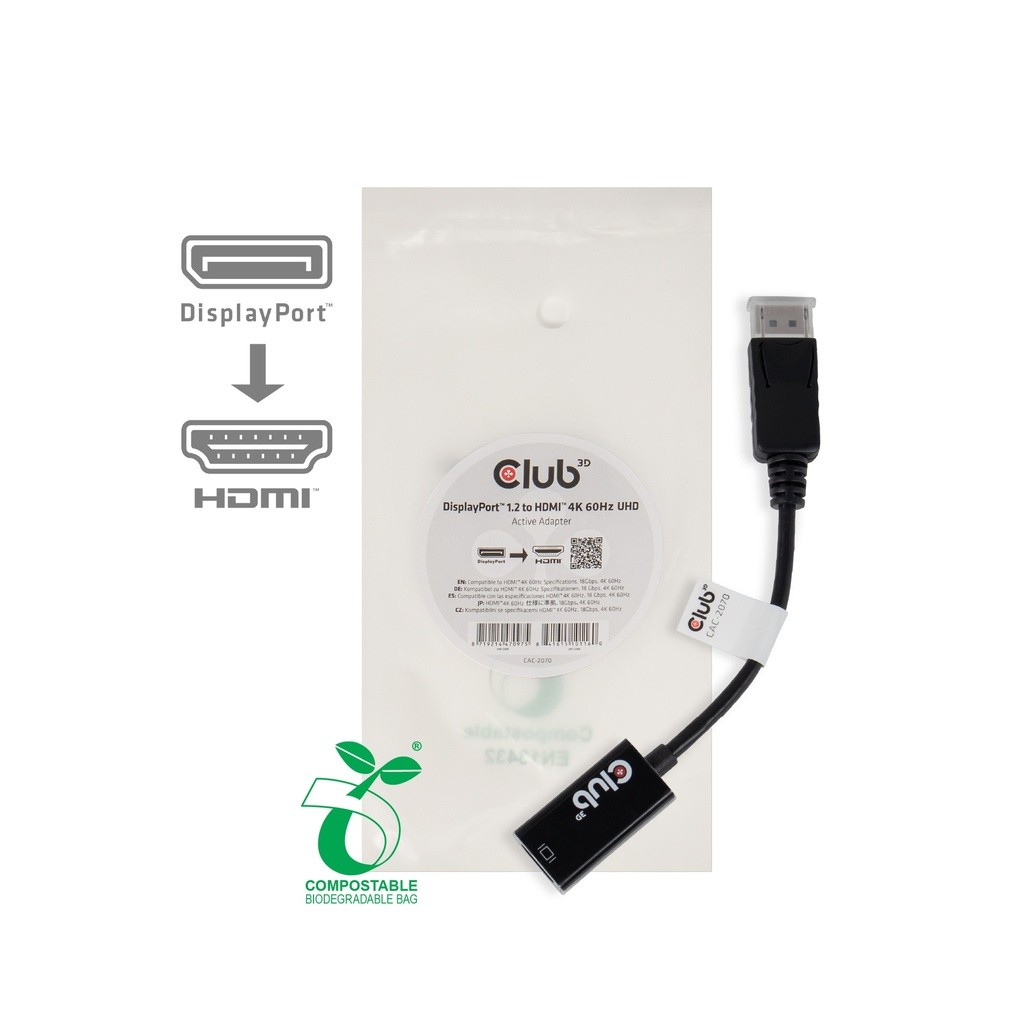 Club 3D Adapter DisplayPort 1.2> HDMI 2.0* Adapter CAC-2070