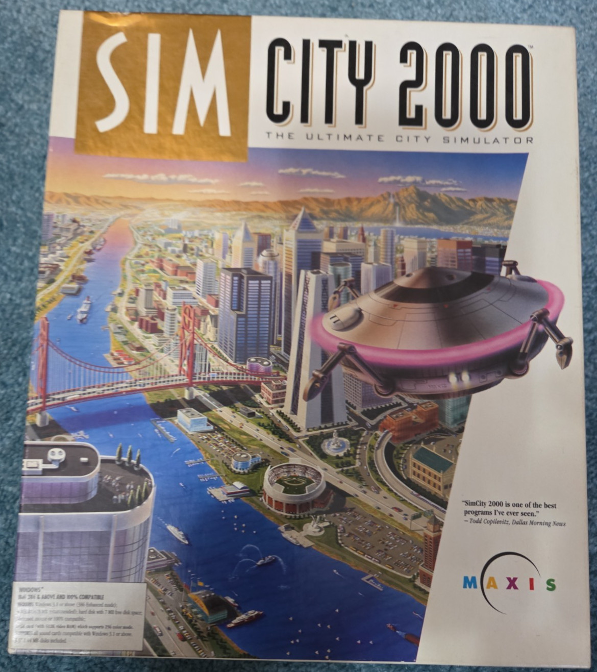 Sim City 2000 Big Box IBM Windows PC Game  CD & 3.5" Floppy 1993 Software
