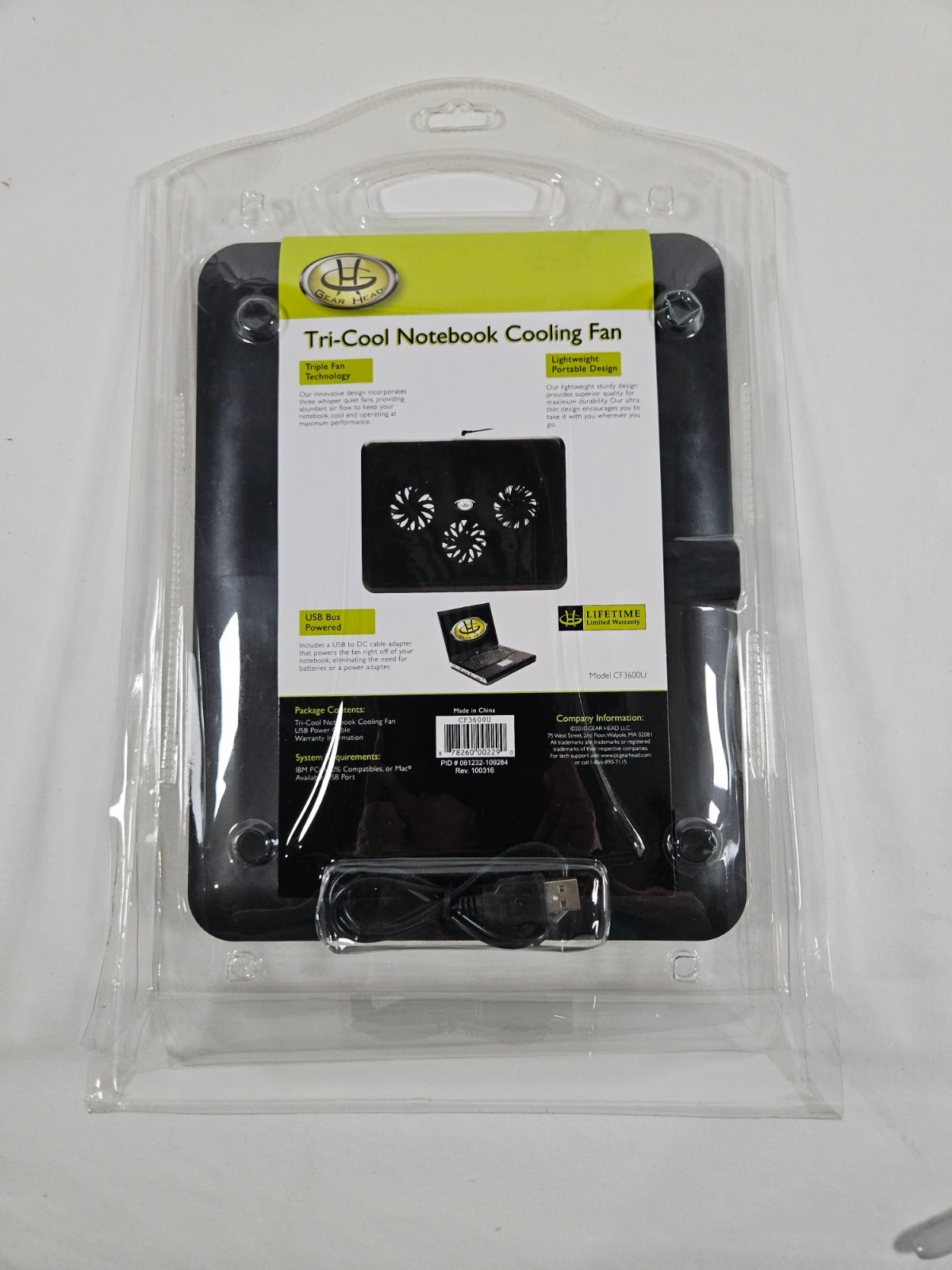 Gear Head Dual-Cool Notebook Cooling Fan Dual Fan Lightweight USB Powered (New)