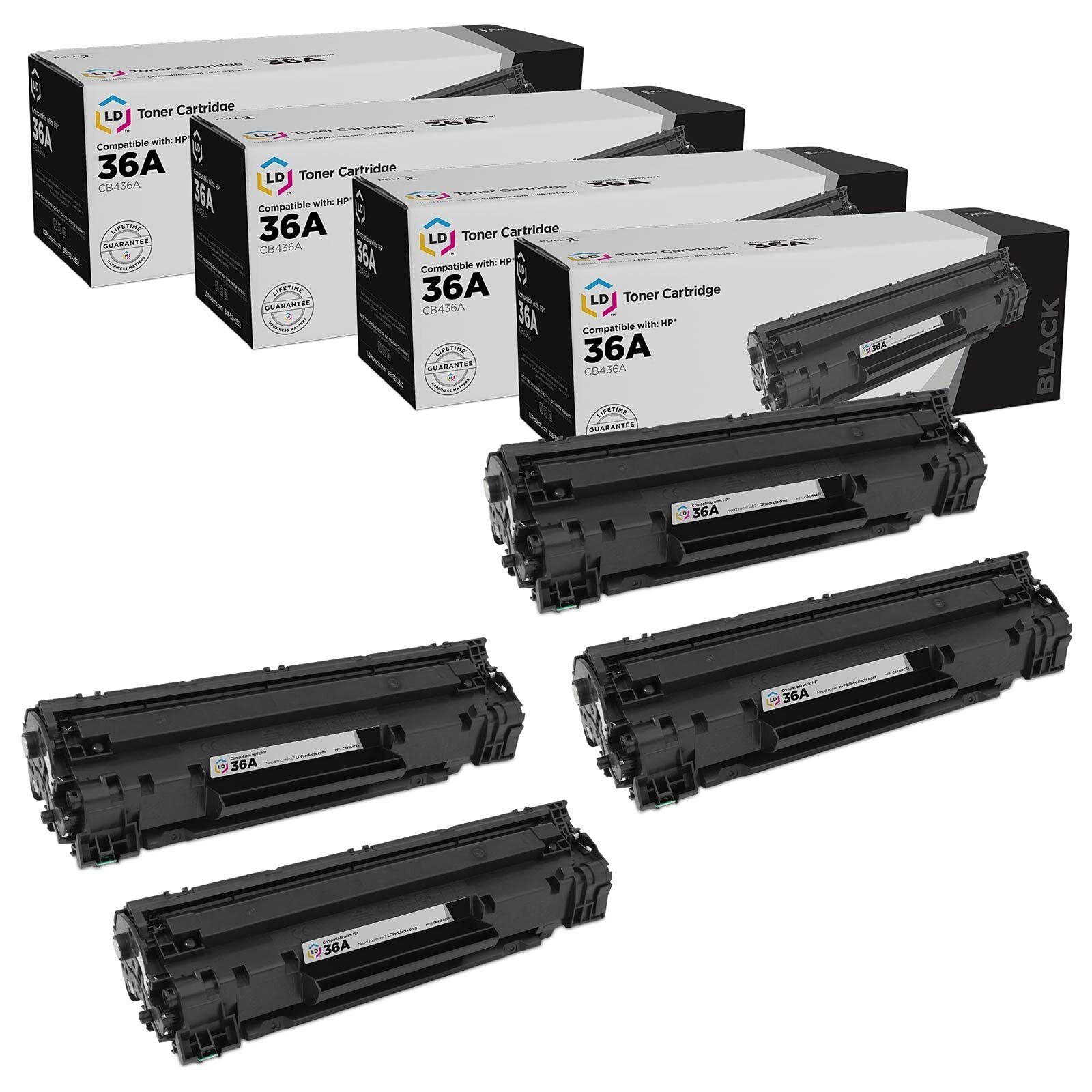 LD Products Compatible Replacement for HP 36A Black Toner Cartridge 4-Pack
