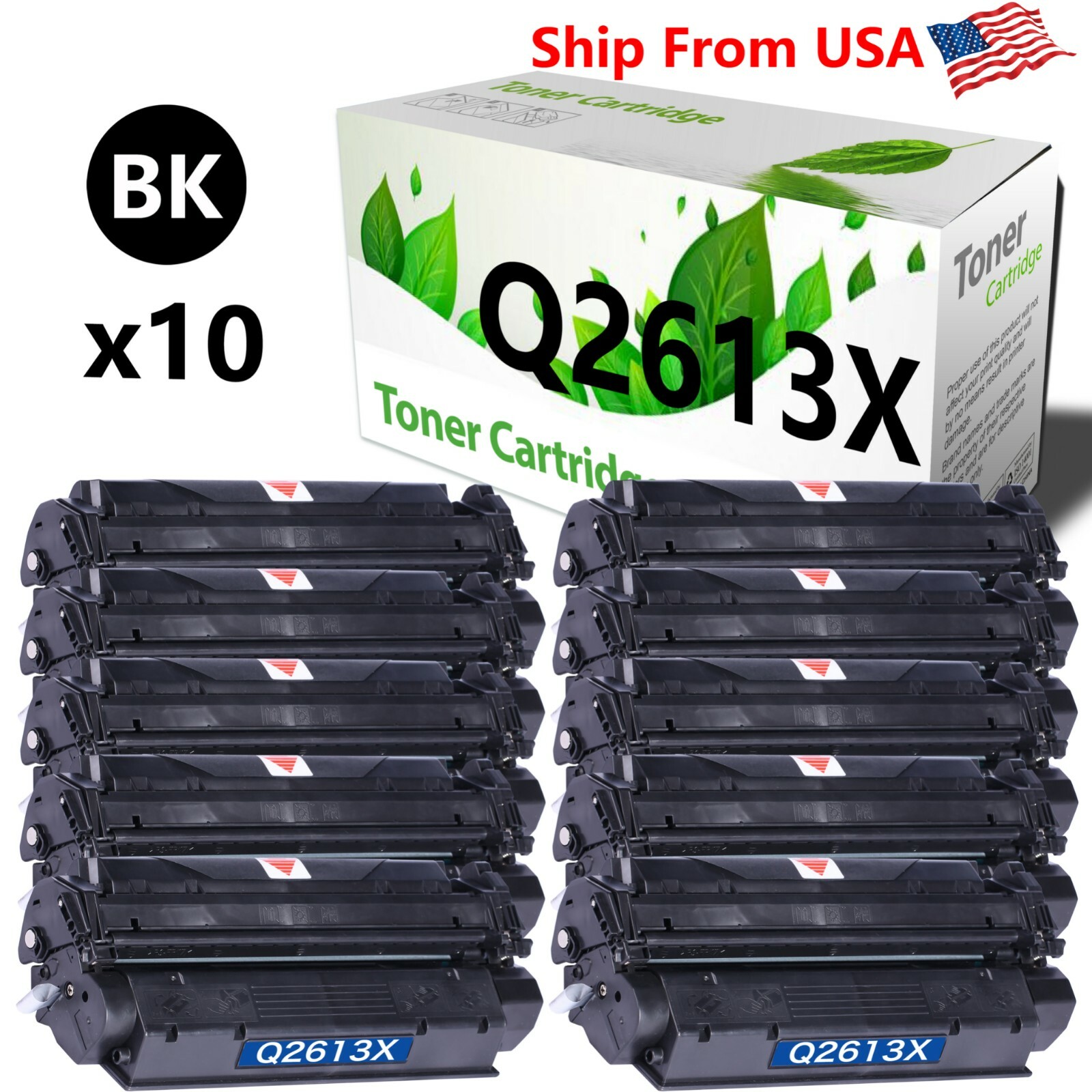 10 PK Q2613X Black High Cap Toner Cartridge For Laser Jet 1300 1300n