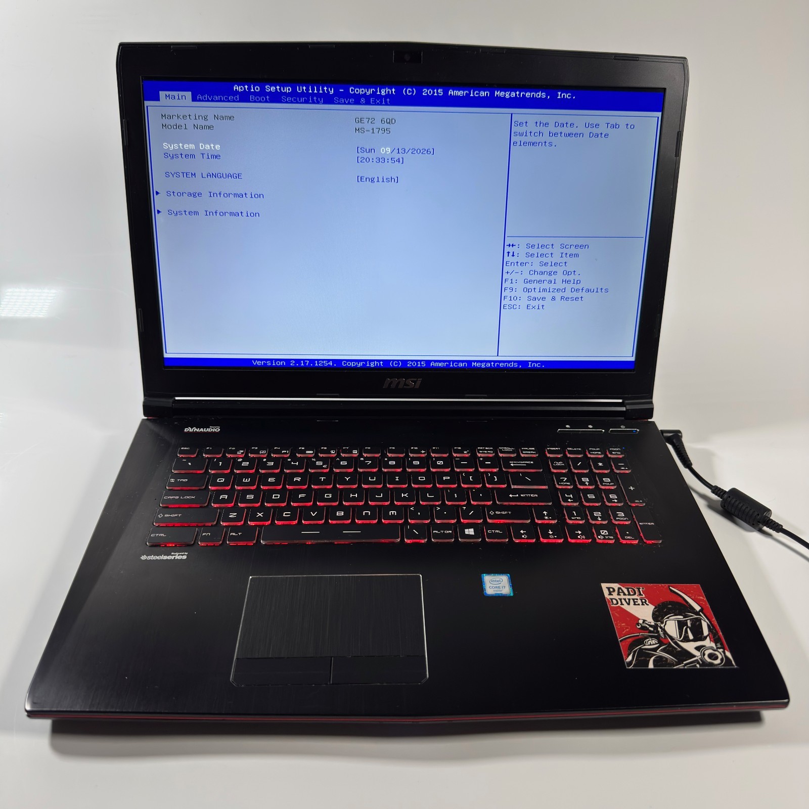 MSI GE72 6QD Apache Pro MS-1795 Gaming Laptop i7-6700HQ - PARTS ONLY AS IS
