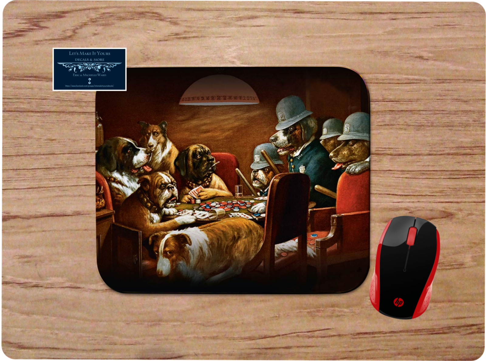 POKER PLAYING DOGS VINTAGE ART CUSTOM MOUSE PAD DESK MAT HOME SCHOOL OFFICE GIFT