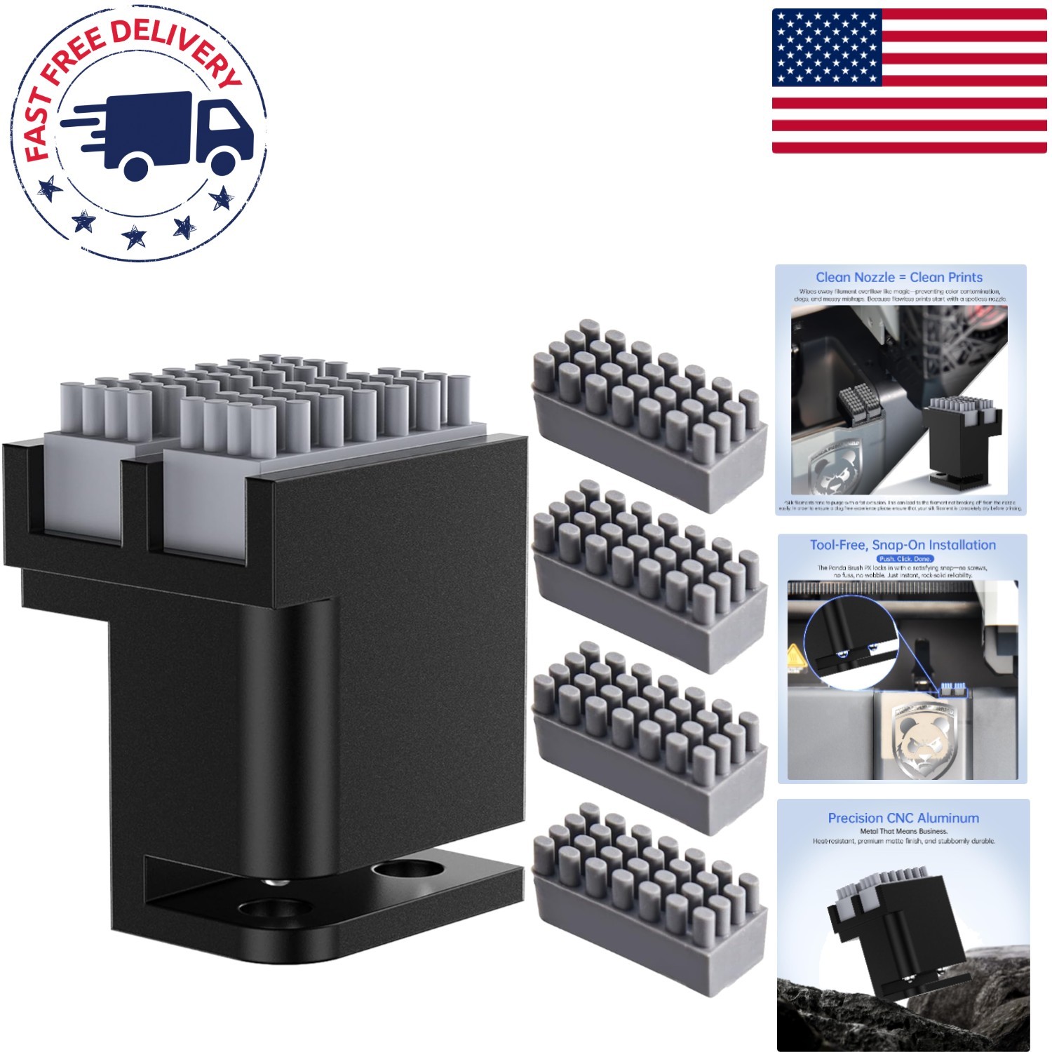 Panda Nozzle Brush & 4Pcs Silicone Set for Bambu-Lab 3D Printers - Effortless...